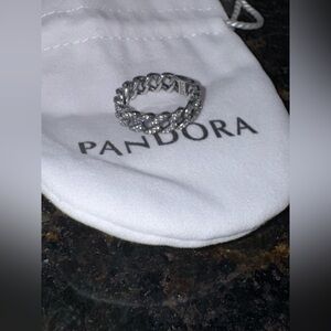 pandora pave cuban link ring size 8